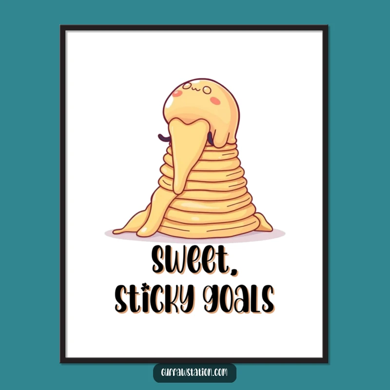 Funny Jelly Pancake Mountain Poster, Vibrant Cartoon Art, Whimsical Funny Gift