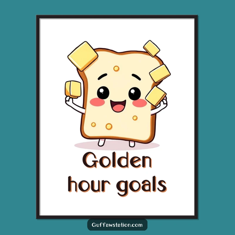 Funny Juggling Toast Butter Poster - Breakfast Wall Art Gift