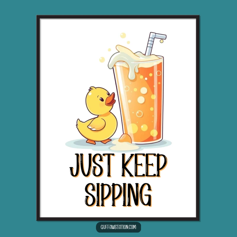 Funny Rubber Ducky Soda Sip Poster - Hilarious Wall Art for Any Room