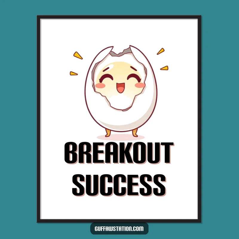 Funny Shocked Egg Poster: Startled Character Art, Vibrant Hilarious Gift for Walls!