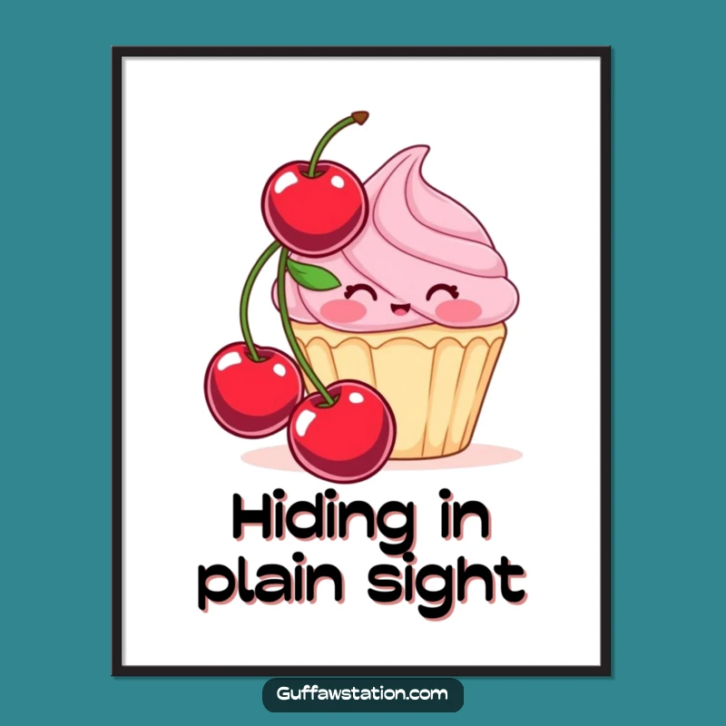 Funny Blushing Cupcake Poster: Sweet Wall Art for a Bashful Touch
