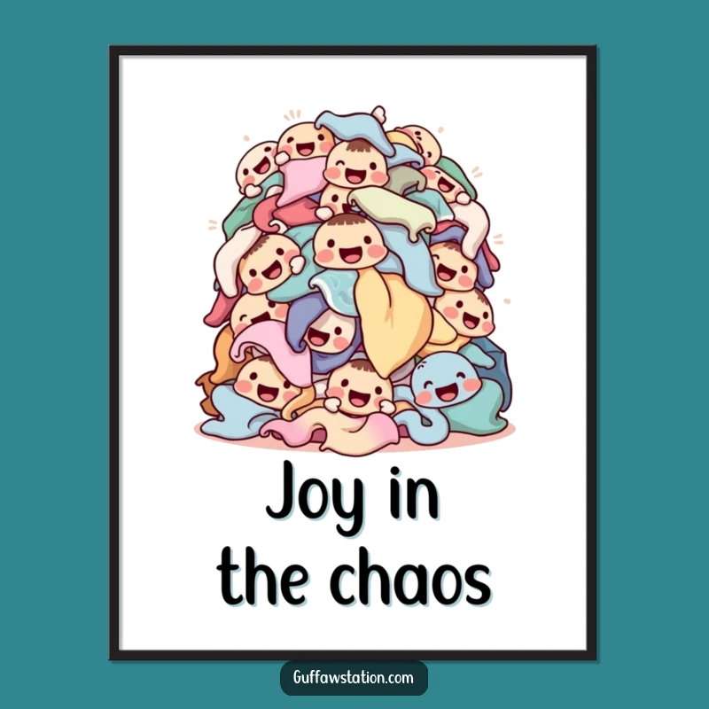 Funny Laundry Pile Poster - Whimsical Chore Art Print for Walls