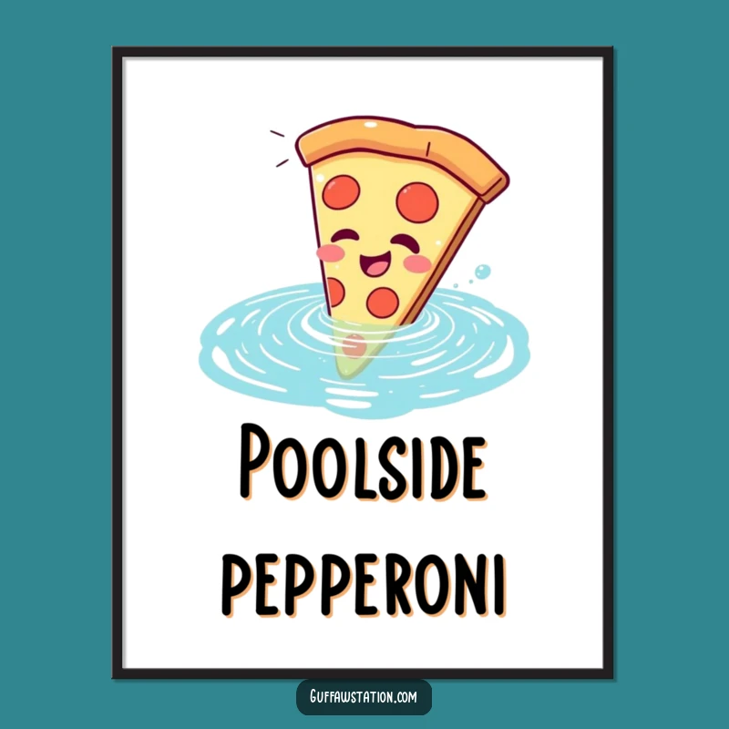 Funny Pizza Pool Plunge Poster - Hilarious Art for Foodie Fun!