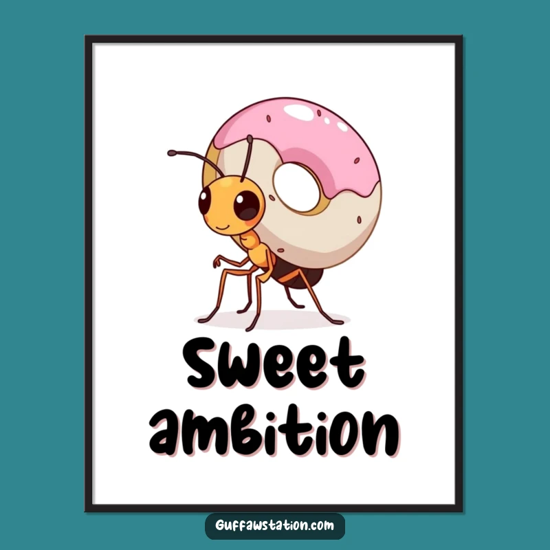 Funny Ant Donut Poster - Determined Tiny Hero Wall Art