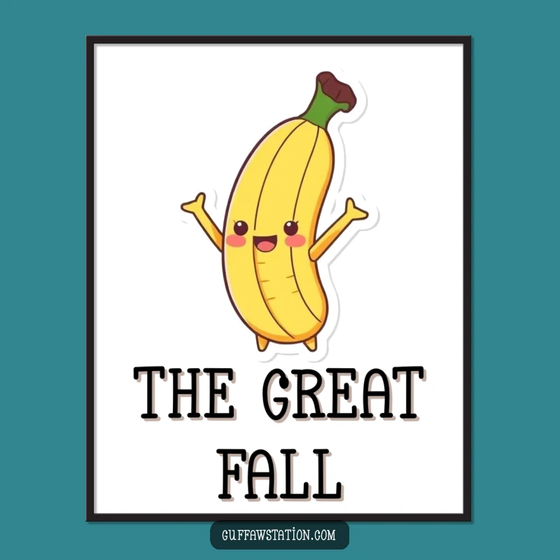 Funny Banana Slip Poster: Arms Flailing Action Wall Art