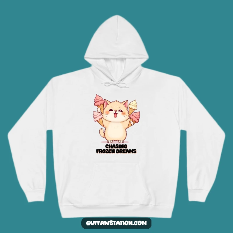 Cozy Funny Cat Juggling Ice Cream Hoodie: Warmth and Whimsy, Essential Funny Gift