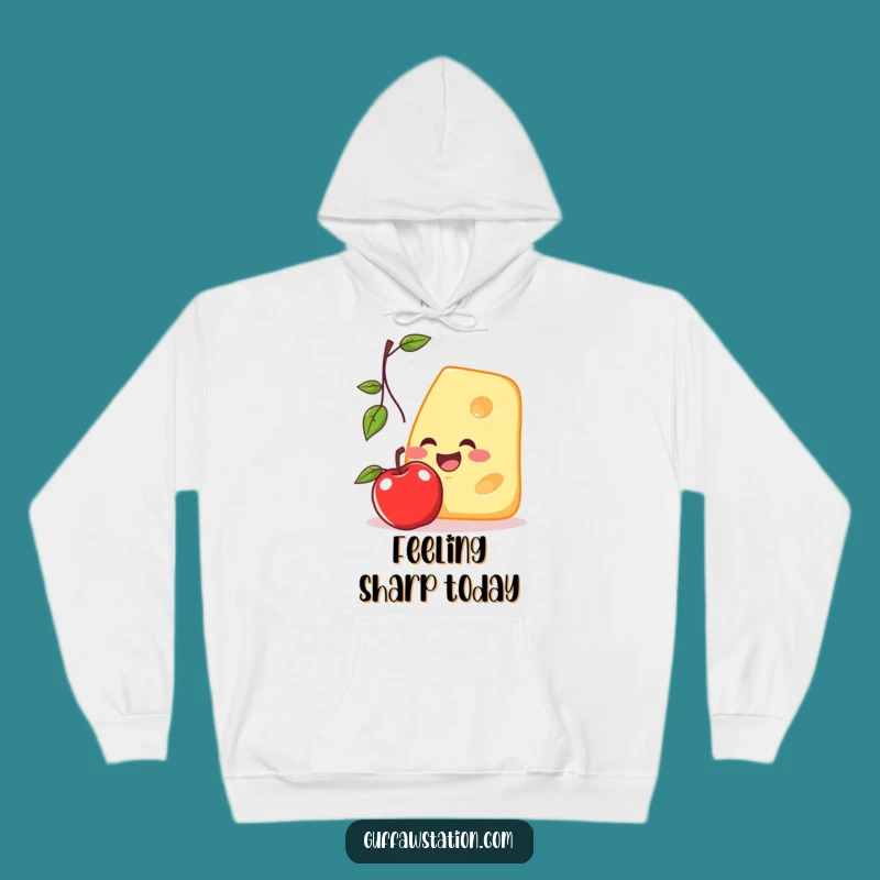 Funny Cheese Catching Apple Hoodie - Cozy Cartoon Sweatshirt & Funny Gift