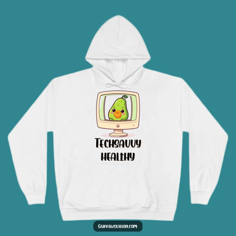 Funny Curious Avocado Computer Hoodie - Cozy Tech Humor Wear for Nerds Gift