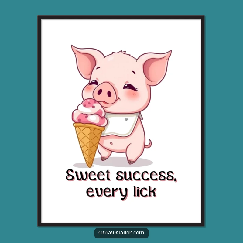Free Printable Piglet Ice Cream Wall Art - Funny Downloadable Decor