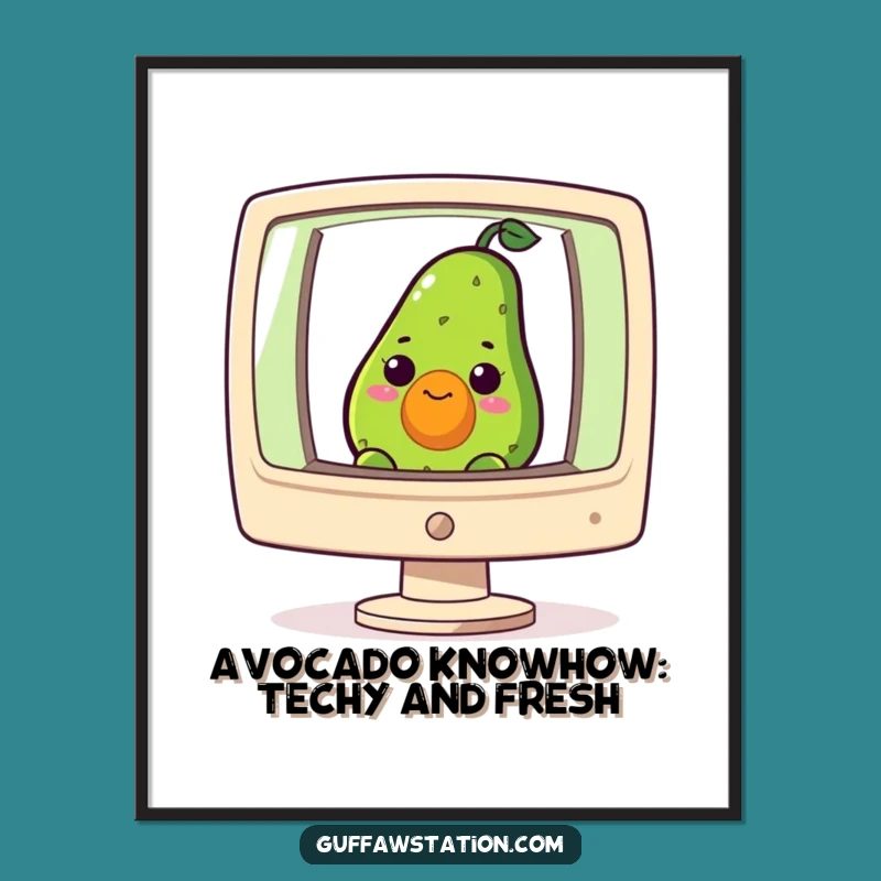Free Printable Wall Art: Avocado Computer Screen Funny Downloadable Decor