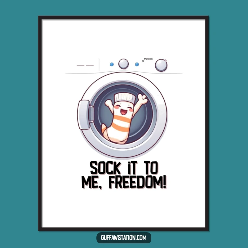 Free Printable Wall Art: Cheeky Sock Escapes Laundry, Funny Downloadable Decor!