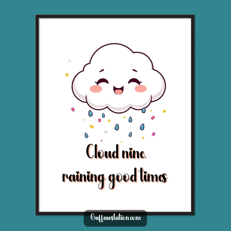 Free Printable Wall Art: Happy Confetti Cloud Humorous Downloadable Cheerful Gift