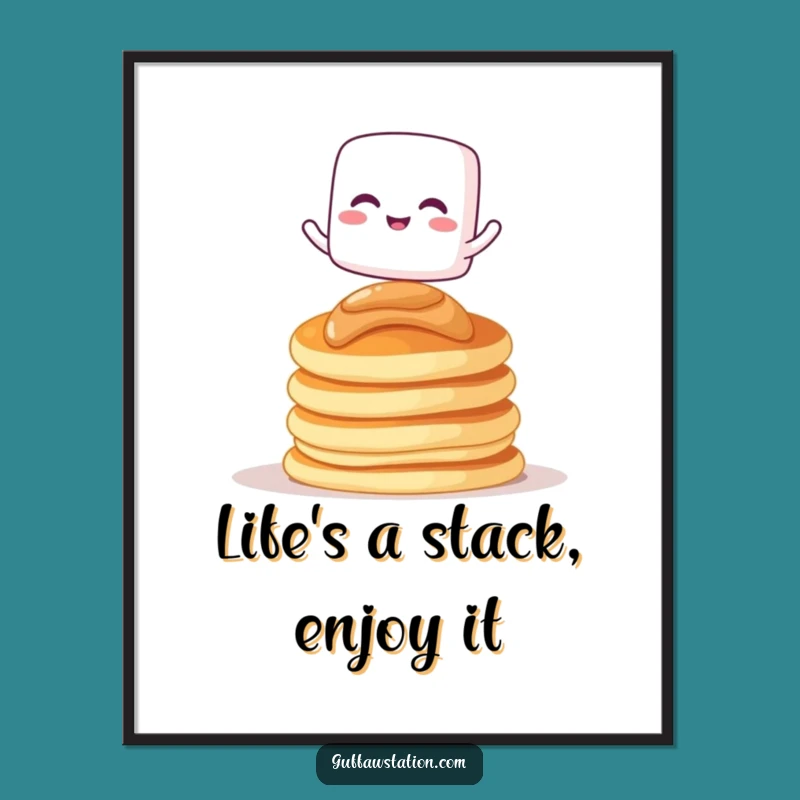 Free Printable Wall Art: Marshmallow's Pancake Wobble for Whimsical Downloadable Decor