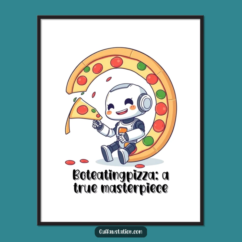 Free Printable Wall Art: Robot Pizza Party Funny Downloadable Decor