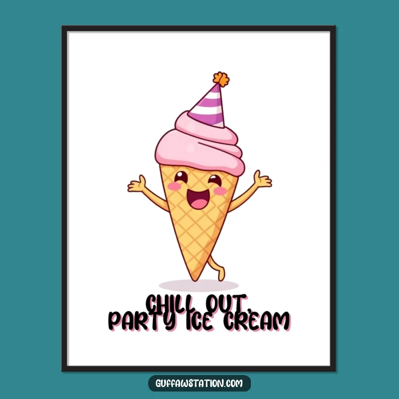 Funny Free Printable Wall Art: Dancing Ice Cream Cone for a Joyful Decor