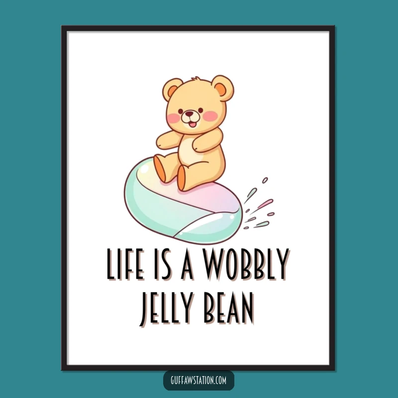 Funny Free Printable Wall Art: Giggling Bear Jelly Bean Surf
