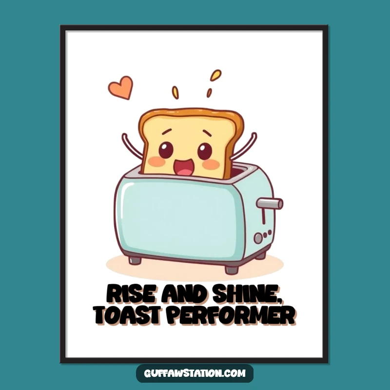 Funny Free Printable Wall Art: Surprised Toast Launching from Toaster for Quirky Home Decor