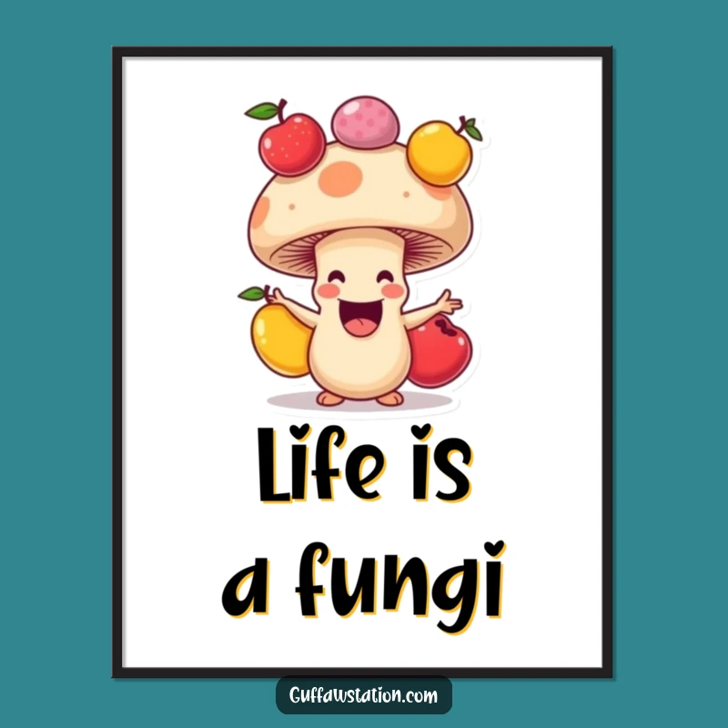 Funny Free Printable Wall Art: Juggling Mushroom - Vibrant Downloadable Decor