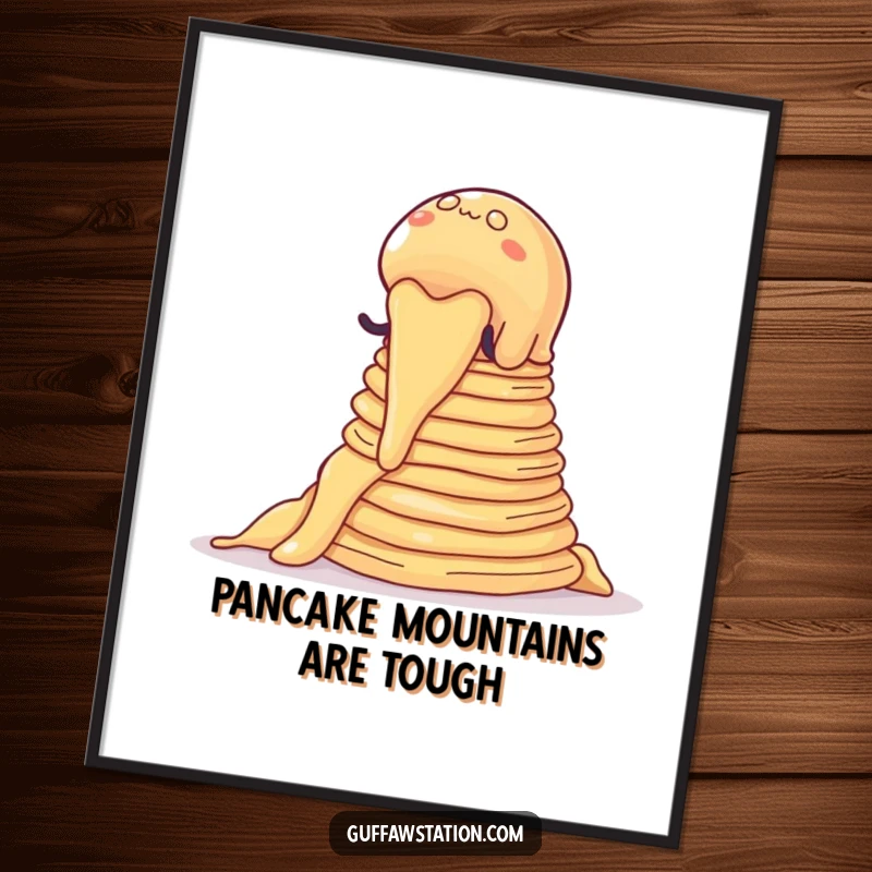 Funny Free Printable Wall Art: A wobbly jelly wiggling its way up a huge pile of pancakes.