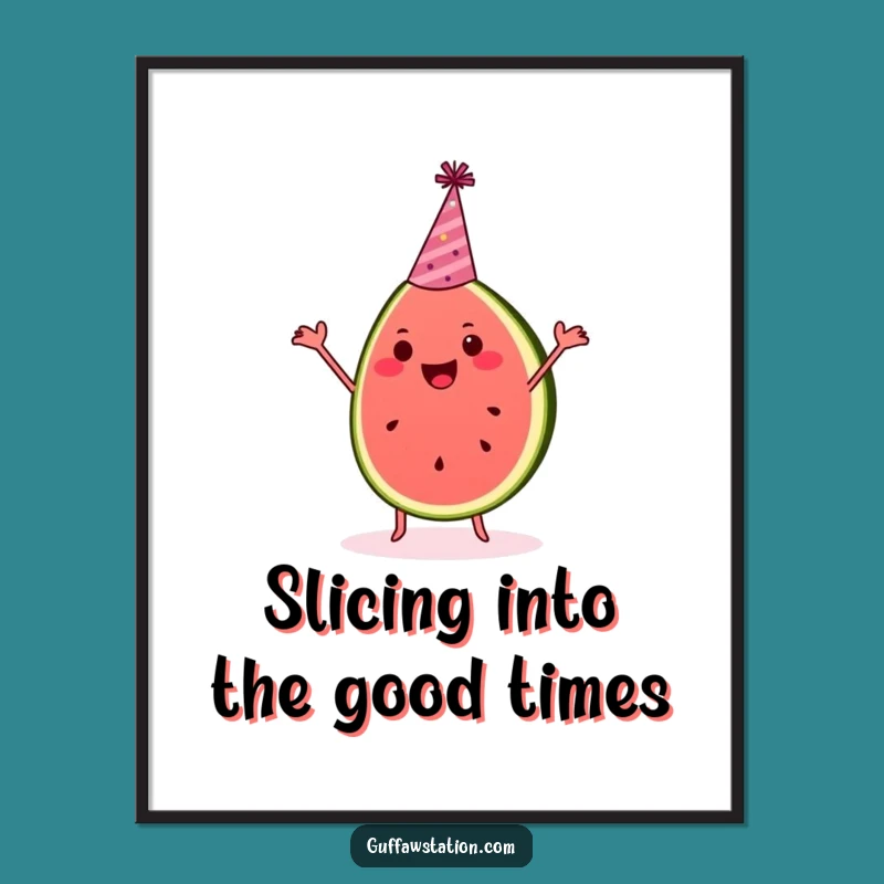 Funny Free Printable Wall Art: Dancing Watermelon Party Slice!