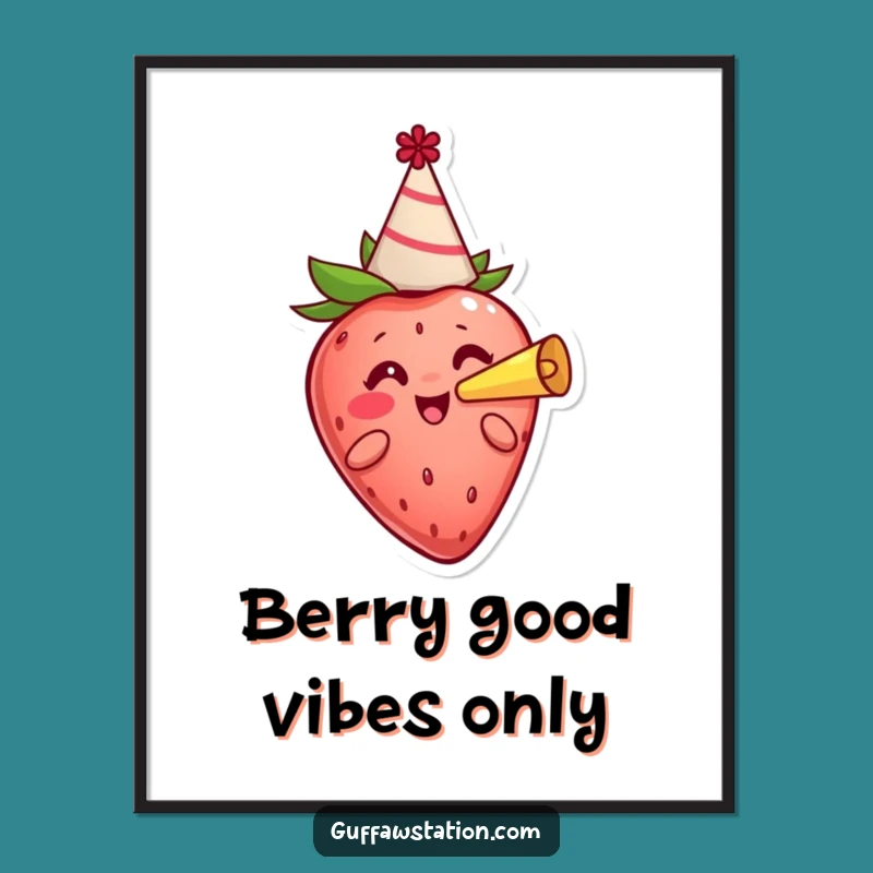 Strawberry Party Free Printable Wall Art - Funny Downloadable Decor for Festive Spaces!