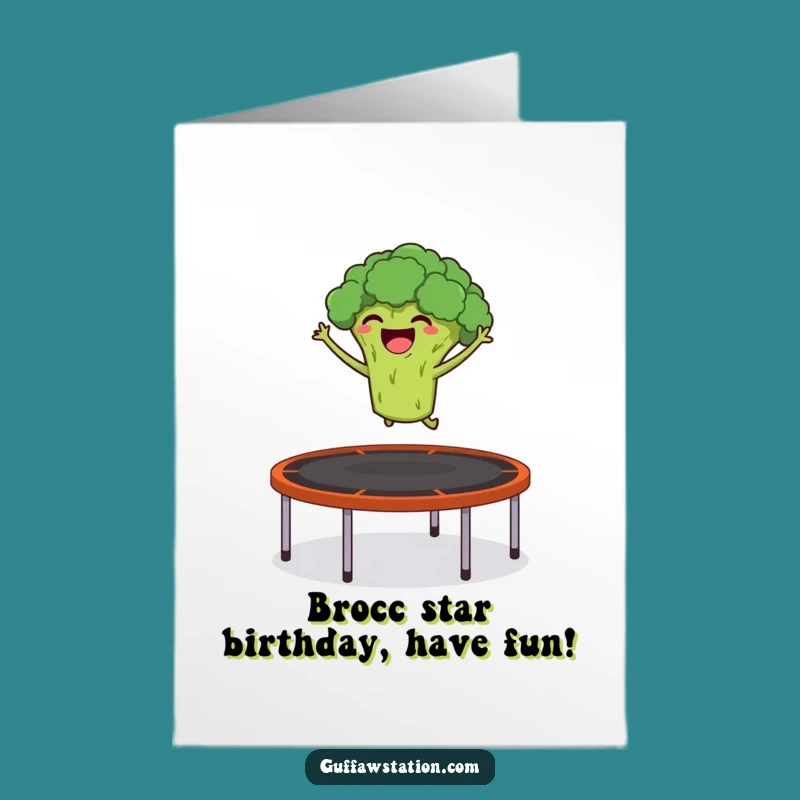 Free Printable Broccoli Birthday Card: Giggling Jump Humorous Downloadable