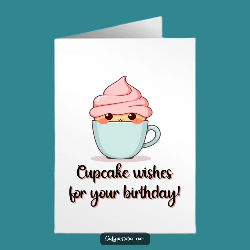 Free Printable Birthday Card: Shy Cupcake Needs Coffee! - Funny Downloadable Gift!