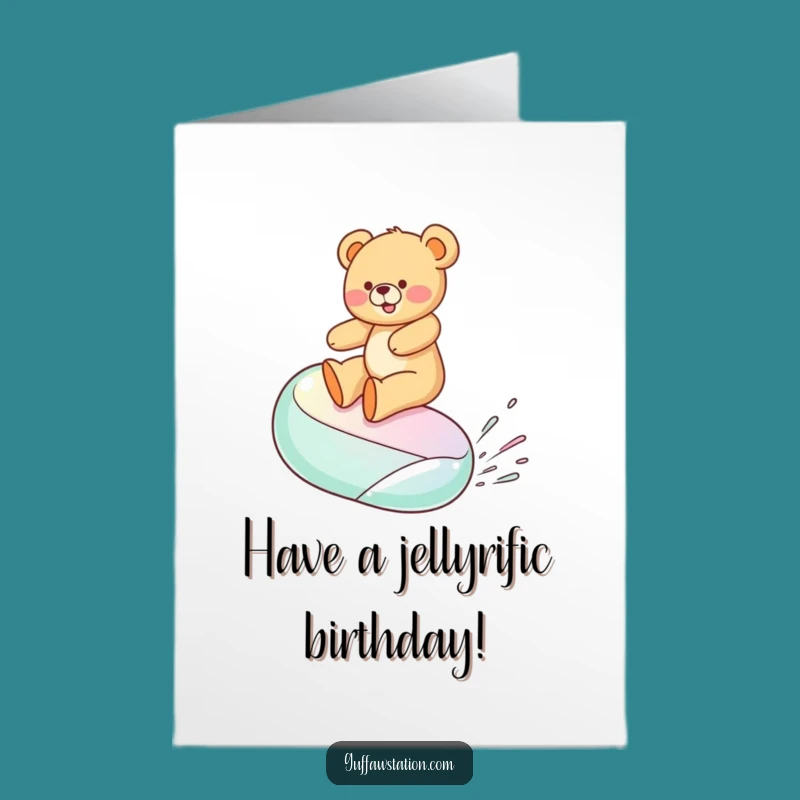 Free Printable Birthday Card: Giggling Bear on Jelly Bean Fun