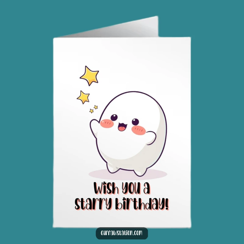 Free Printable Blob Birthday Card: Playful Star Catcher Downloadable Fun Gift