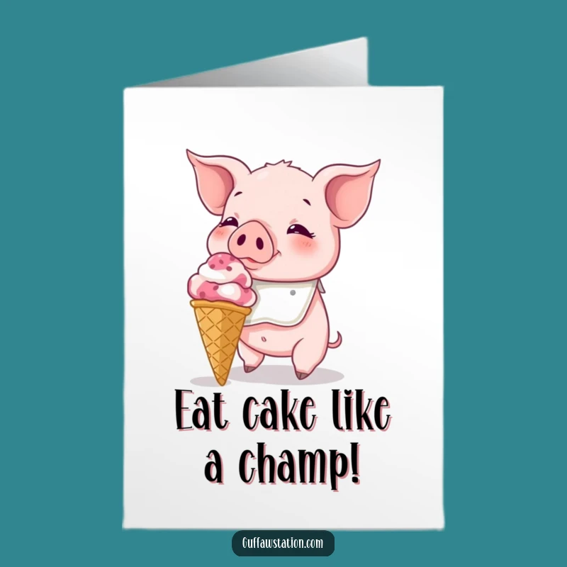 Free Printable Piglet Ice Cream Birthday Card - Funny Downloadable Gift