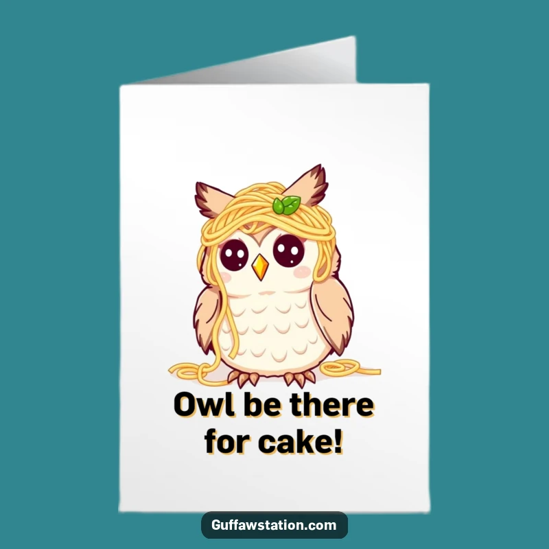 Funny Free Printable Birthday Card: Spaghetti Owl's Joy Downloadable Gift
