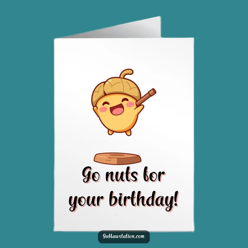 Free Printable Birthday Card: Acorn Slingshot Blast Birthday Fun