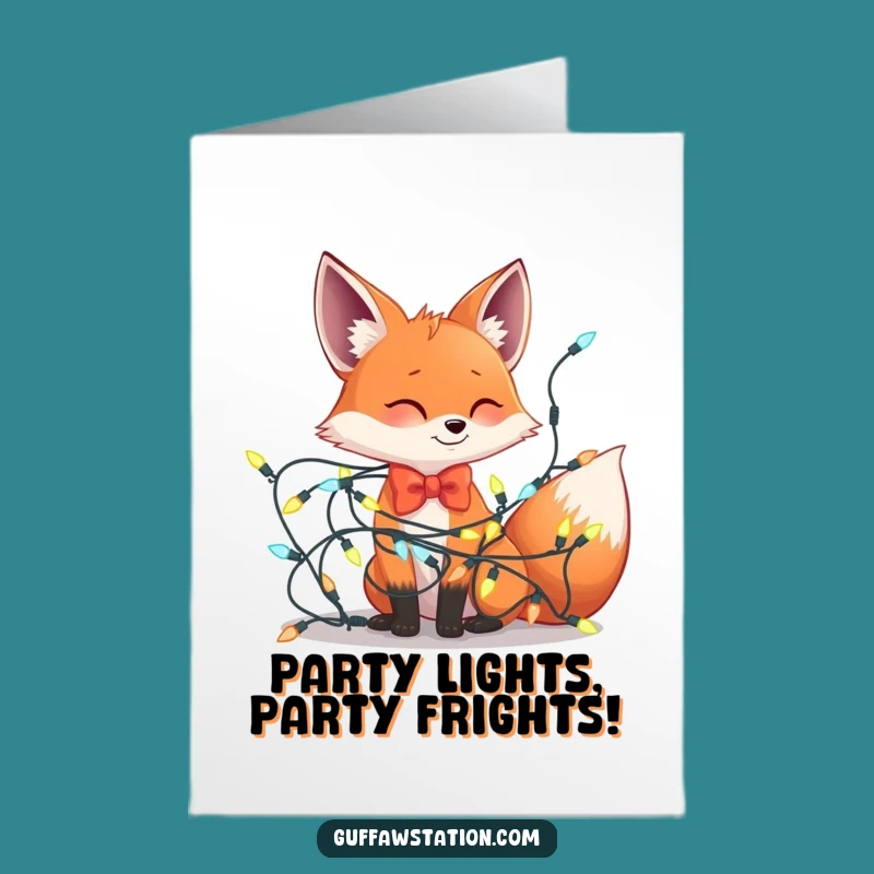 Free Printable Funny Birthday Card Download: Fox Lights Tangle Celebration Greeting