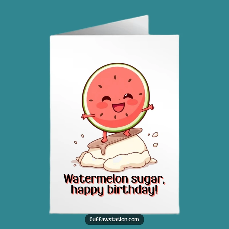 Free Printable Birthday Card: Giggling Watermelon Surfer for a Hilarious DIY Gift