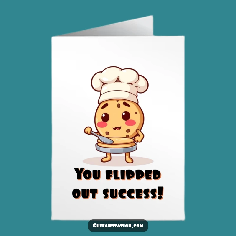 Free Printable Cookie Congrats Card: Chef Flipping Pancakes Downloadable Achievement Gift