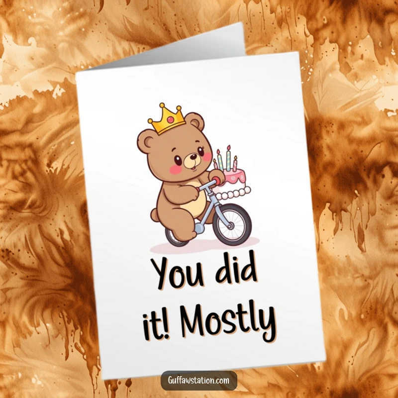 Funny Free Printable Congratulations Card: A bowtie-wearing fox is comically tangled in festive lights.