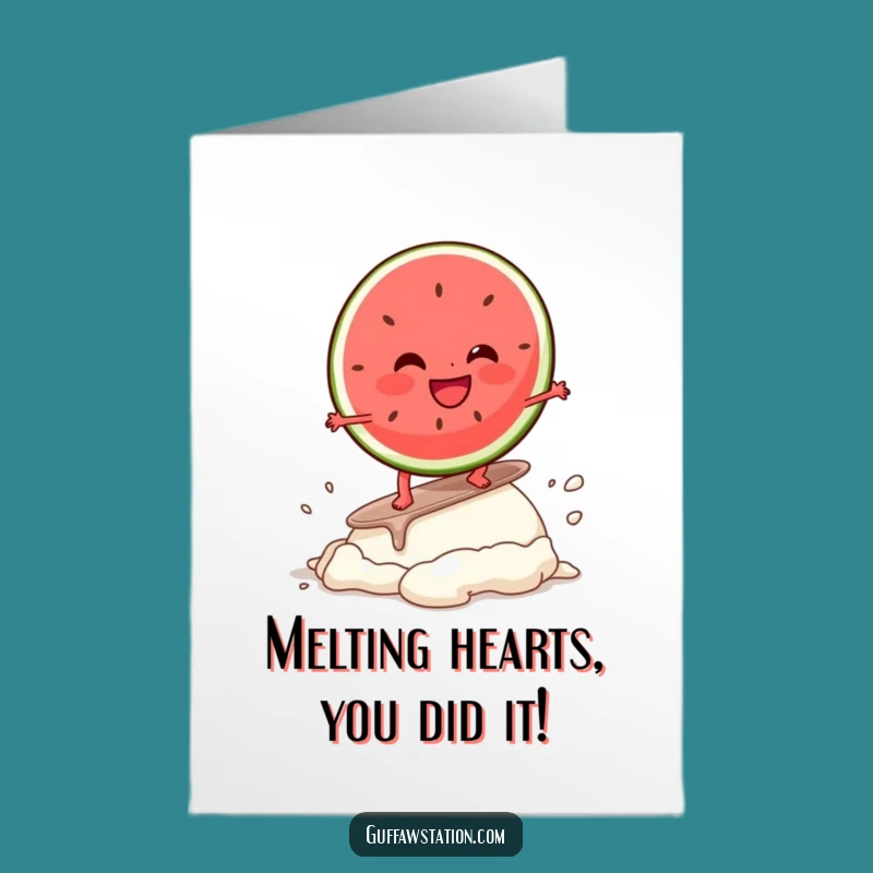 Free Printable Congrats Card: Watermelon Surfer for a Cheerful DIY Celebration