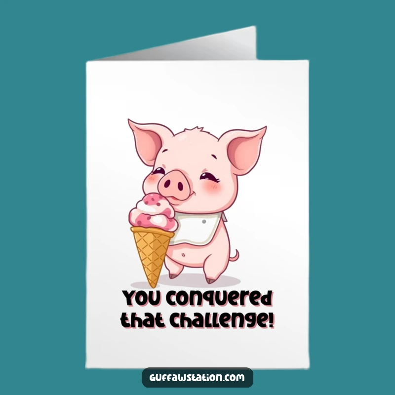 Free Printable Piglet Ice Cream Congrats Card - Funny Downloadable Gift