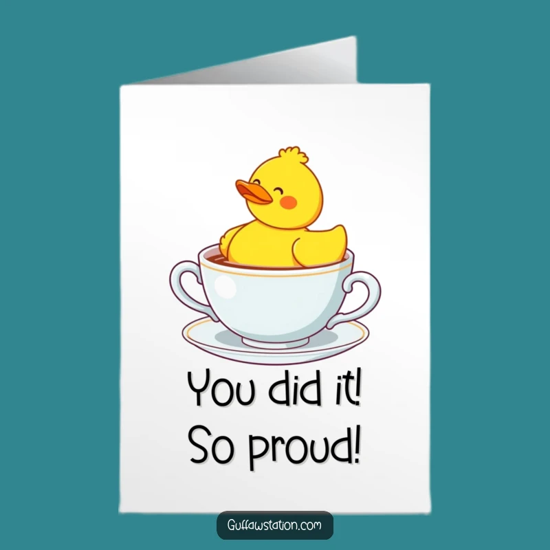 Free Printable Duck Congratulations Card: Confused Bobbing Rubber Duck Teacup Downloadable Gift