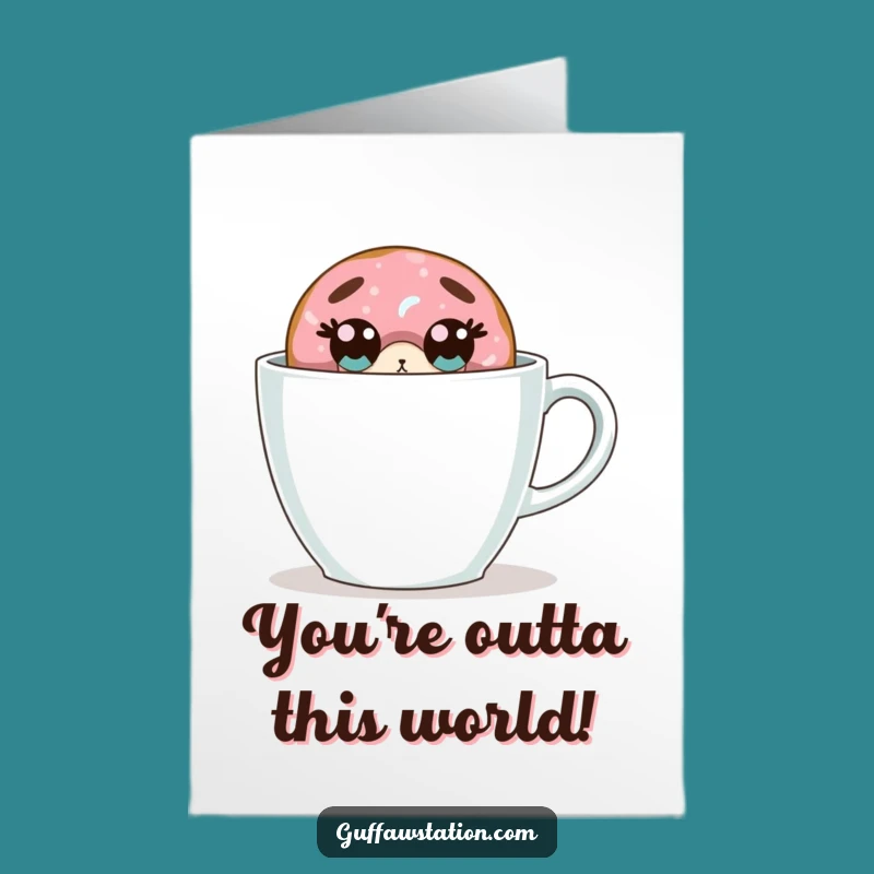 Free Printable Congrats Card: Surprised Donut Coffee Cup Celebration!