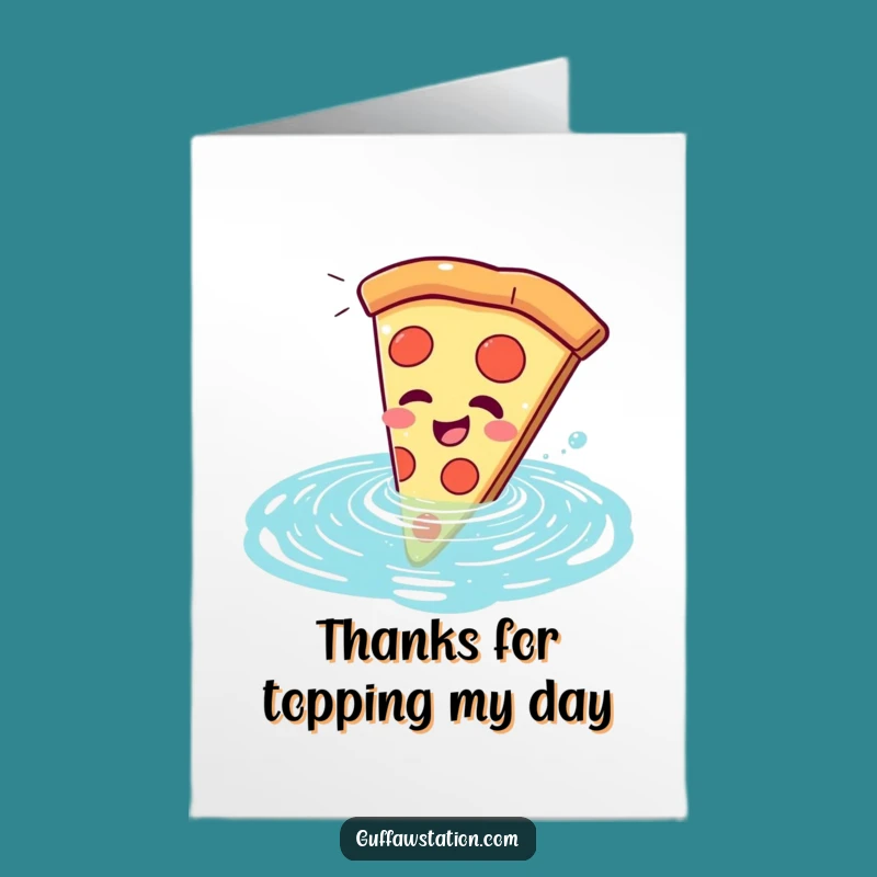 Cheesy Free Printable Thank You Card: Pizza Pool Splash, Downloadable Gratitude