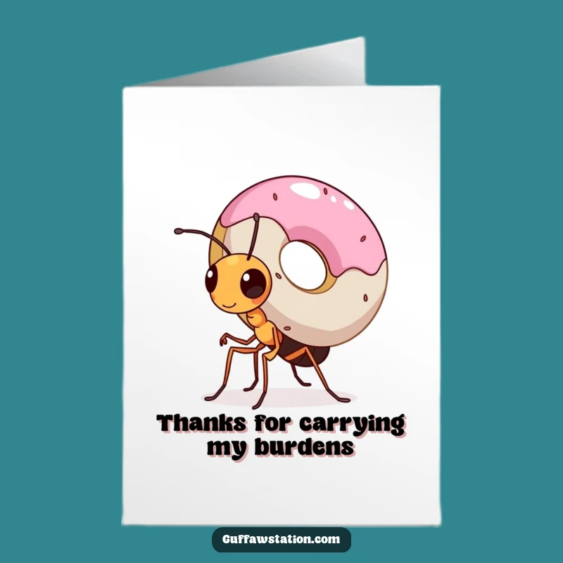 Free Printable Ant Thank You Card: Donut Carrier Gratitude Downloadable Gift