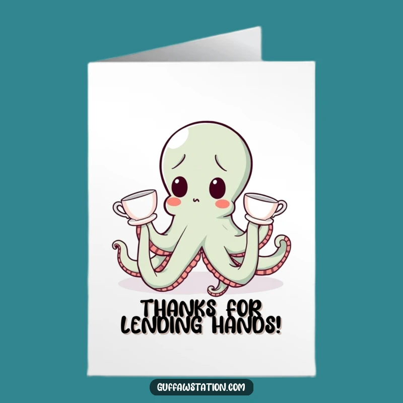 Free Printable Clumsy Octopus Teacup Thank You Card - Humorous Downloadable Gratitude