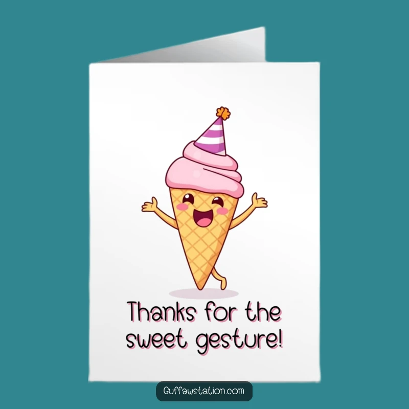 Free Printable Funny Ice Cream Thank You Card: Thank You with a Dancing Cone Treat
