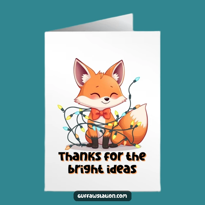 Free Printable Funny Thank You Card: Fox Lights Tangle Downloadable Appreciation