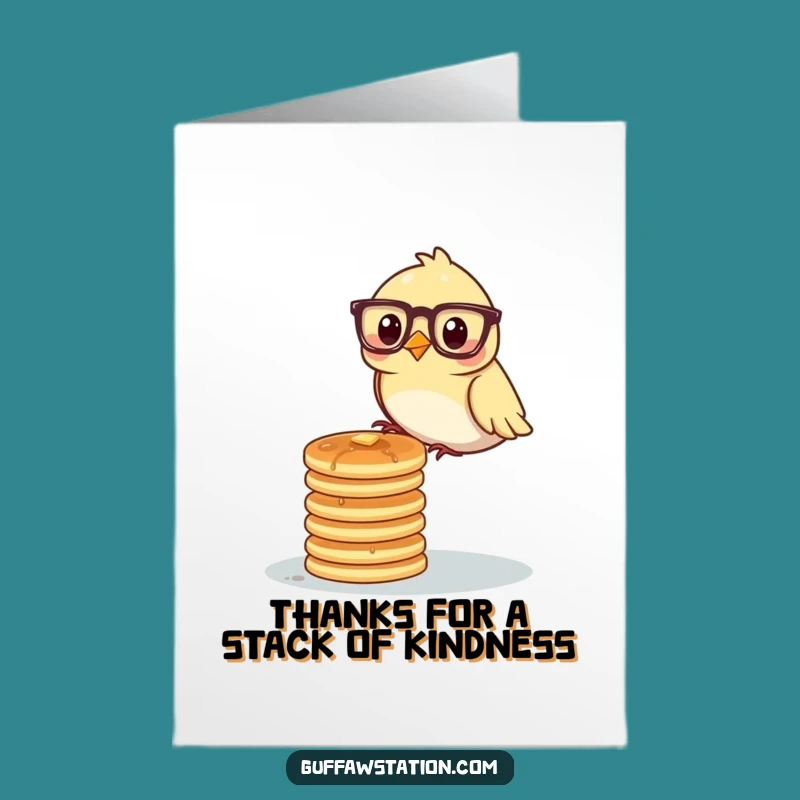 Free Printable Thank You Card: Bird Stacking Pancakes Funny Downloadable Gift
