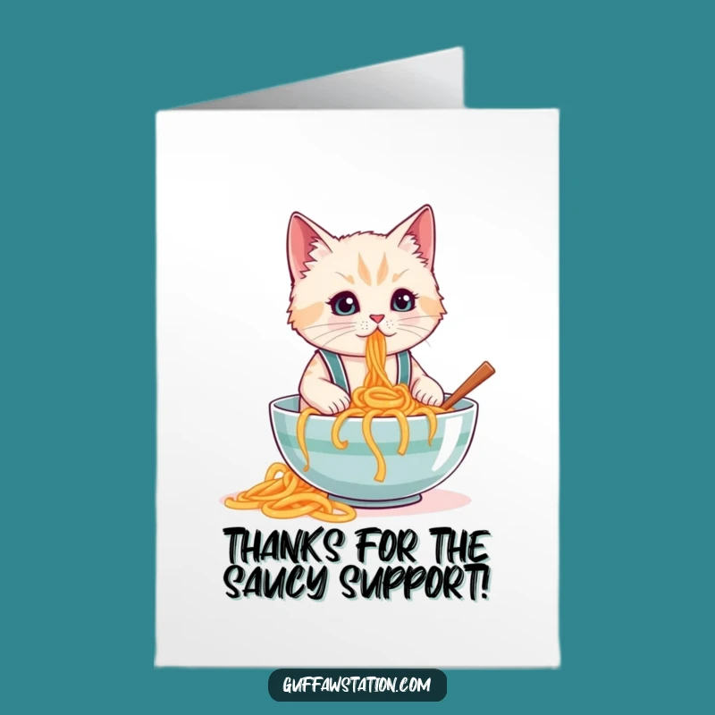 Free Printable Thank You Card: Cat's Spaghetti Surprise of Gratitude!
