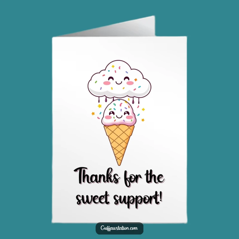 Free Printable Thank You Card: Sprinkle Thanks! Funny Cloud & Ice Cream Downloadable DIY Gift.