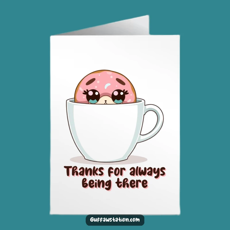 Free Printable Thank You Card: Surprised Donut Coffee Cup Gratitude!