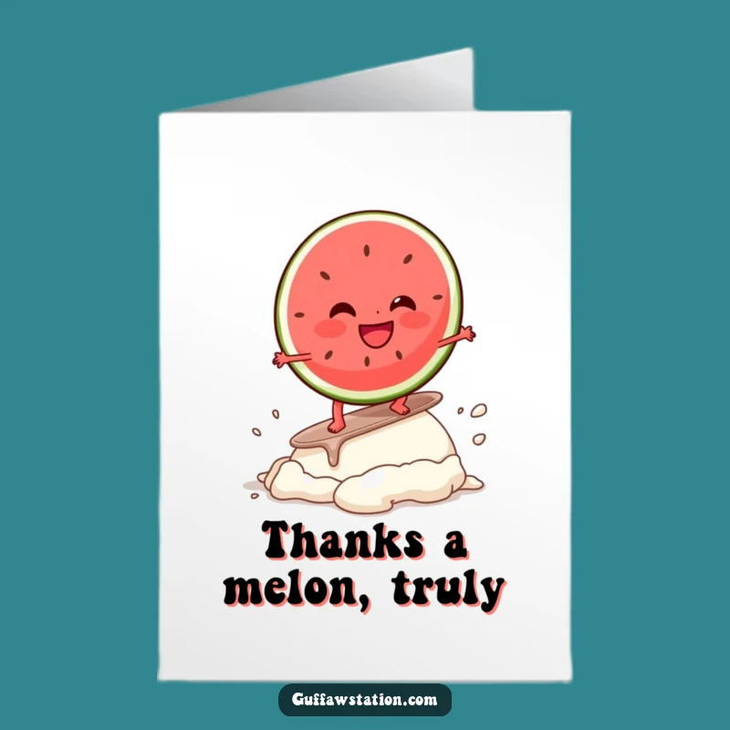 Free Printable Thank You Card: Watermelon Surfer for a Grateful DIY Message